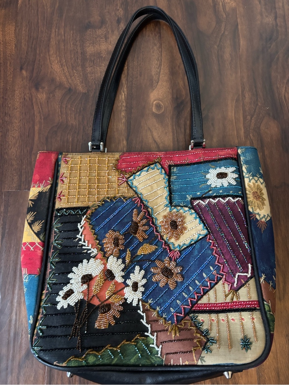 Isabella Fiore Floral Beaded Handbag from the Early 2000s